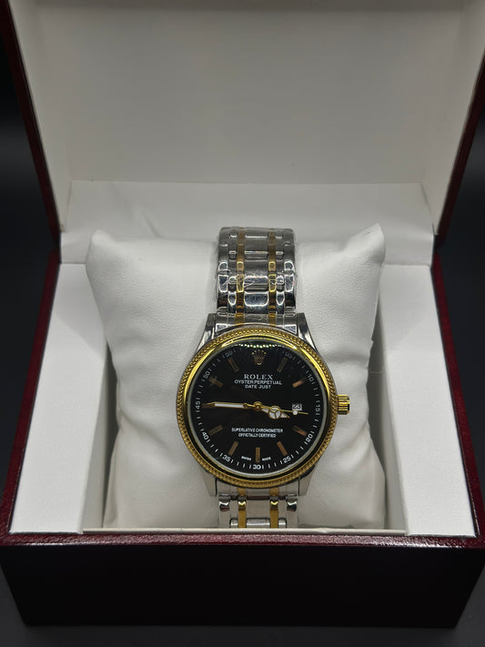 BLACK AND GOLD ROLEX